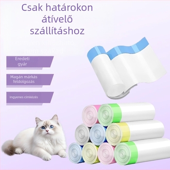 HDPE vastagolt roll típusú macskaalom zacskó, egyedi használatú tisztító taska intelligens macska toalettjéhez (MMD-01)