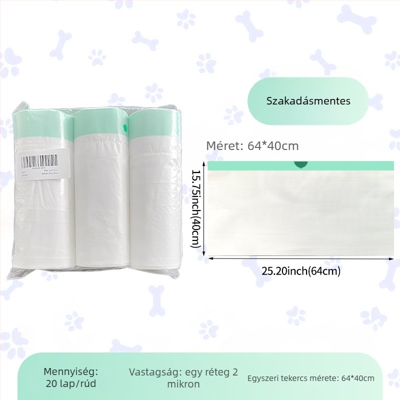 HDPE vastagolt roll típusú macskaalom zacskó, egyedi használatú tisztító taska intelligens macska toalettjéhez (MMD-01)