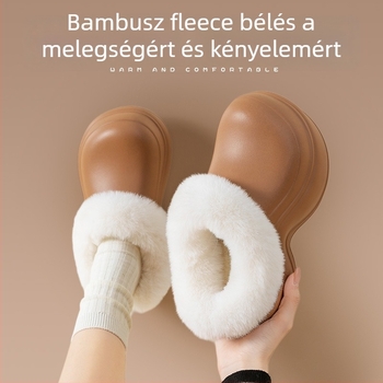 Női téli papucsok vastag EVA talppal, EVA felső rész, plüss belsővel, kerek orr