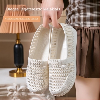 Női nyári szandál lyukacsos dizájnnal, légáteresztő, lapos talpú, puha PVC talppal