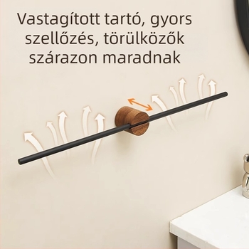 Falihoz szerelt fa törölközőtartó, fúrás nélküli telepítés, egypálkás törölközőrúda és papucs tartó, teherbírás 10