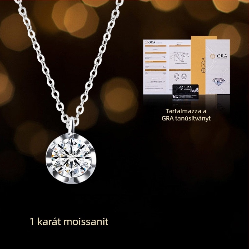 S925 ezüst moissanit nyaklánc nőknek, minimalista stílus, kulcscsonti lánc