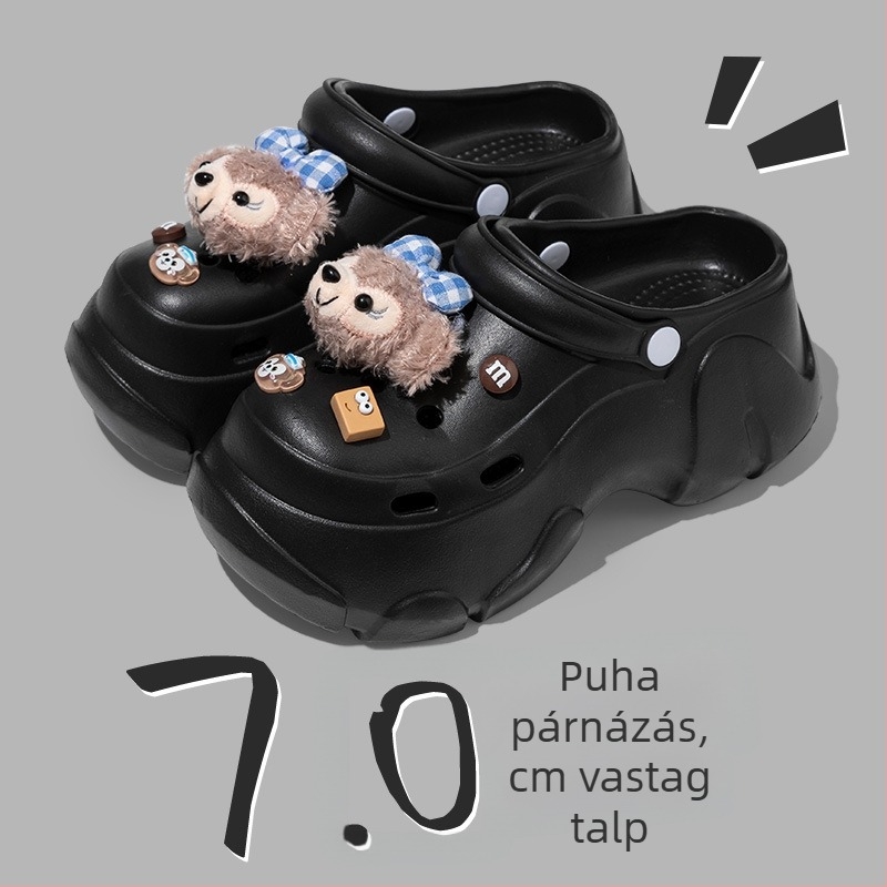 Magasító Crocs-stílusú női szandálok EVA felsővel és talppal, 7 cm talpvastagság, csúszásmentes, lélegző, zárt orrú, strand és iroda