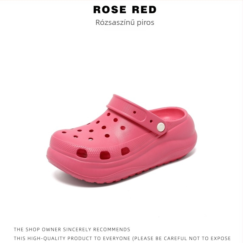 Női Crocs-stílusú kültéri papucsok, felső és talp EVA anyagból, 3 cm+ vastag talp, csúszásmentes, kopásálló, kerek orr