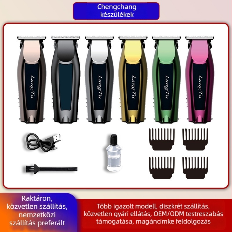 Otthoni hajvágó készülék, levehető és mosható pengefej, kefés motor, rozsdamentes acél penge, beépített akkumulátor 300–500mAh, töltési típus