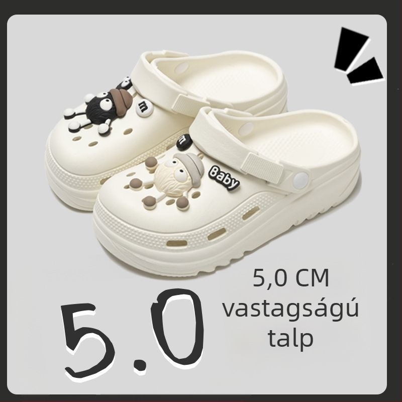 Női EVA perforált szandálok, csúszásmentes talp, 5 cm vastag talp, injektált talp, mindennapi strandcipő
