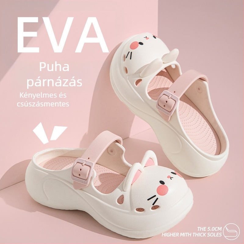 Crocs-stílusú lyukas szandál felnőtteknek, uniszex, EVA felső rész és talp, csúszásmentes, 4–5 cm vastag talp