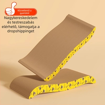 Mahaqu macska karmás tábla – vastagított, kopásálló karmacsiszoló, tál alakú macska játék hullámkartonból, aranyos stílus