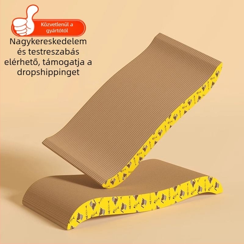 Mahaqu macska karmás tábla – vastagított, kopásálló karmacsiszoló, tál alakú macska játék hullámkartonból, aranyos stílus