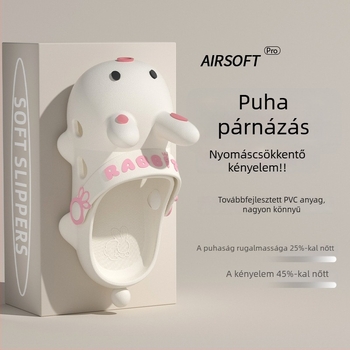 Női Crocs-stílusú szandál aranyos nyuszis dizájnnal, nyár, csúszásmentes, zárt orrú