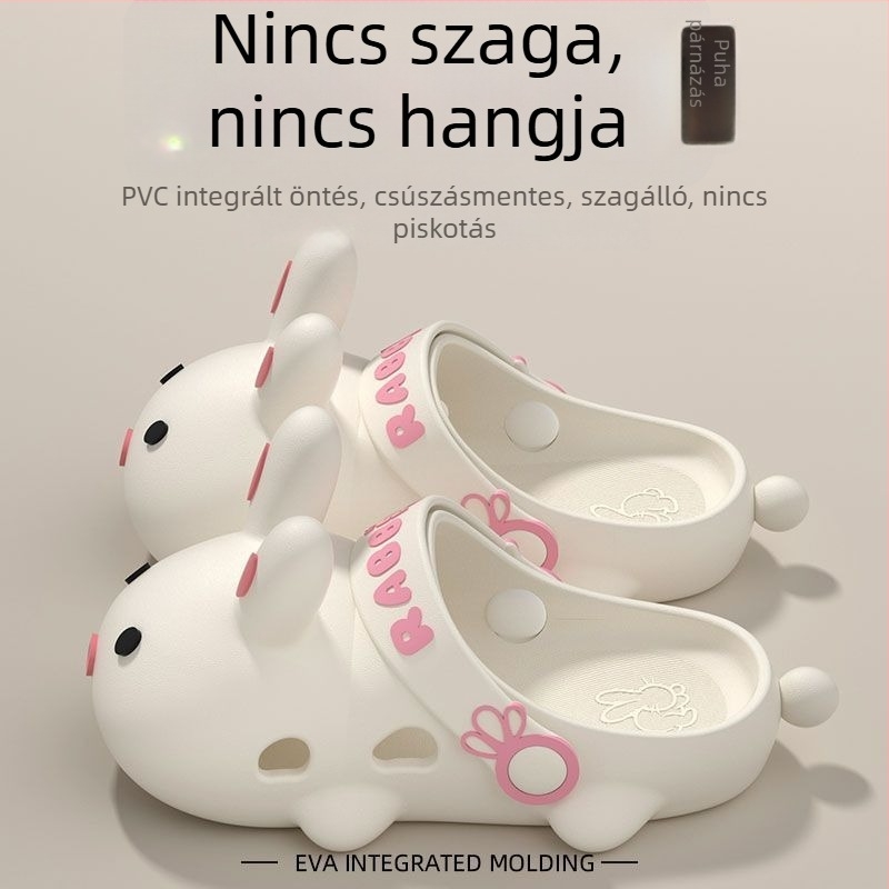 Női Crocs-stílusú szandál aranyos nyuszis dizájnnal, nyár, csúszásmentes, zárt orrú