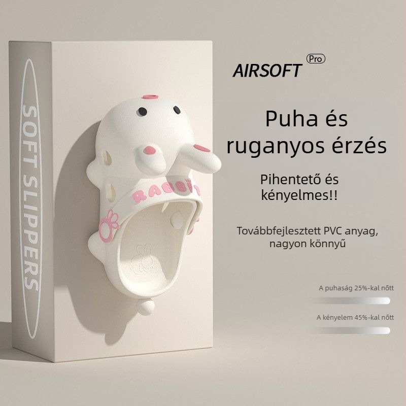 Női Crocs-stílusú szandál aranyos nyuszis dizájnnal, nyár, csúszásmentes, zárt orrú