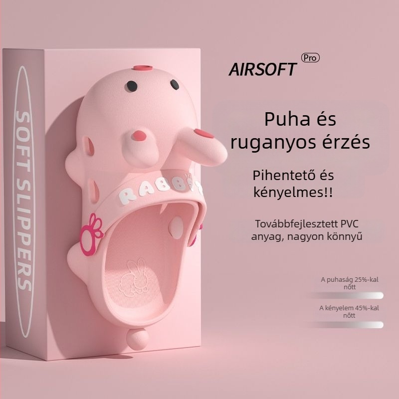 Női Crocs-stílusú szandál aranyos nyuszis dizájnnal, nyár, csúszásmentes, zárt orrú