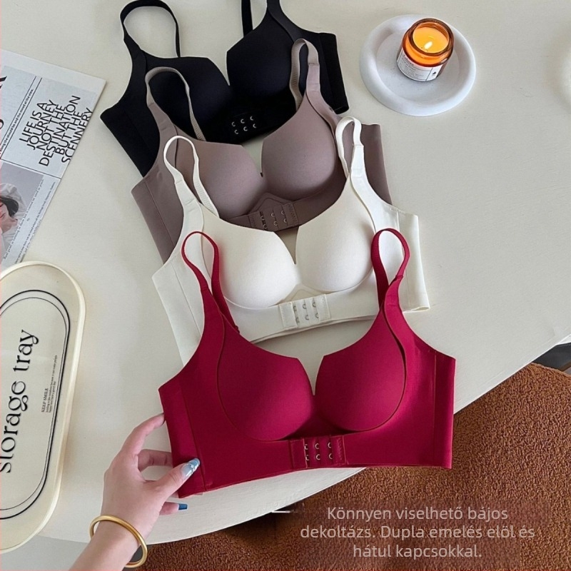Varrat nélküli melltartó elülső zárással, vezeték nélküli, kis melltartóhoz, felső támasztással és push-up hatással