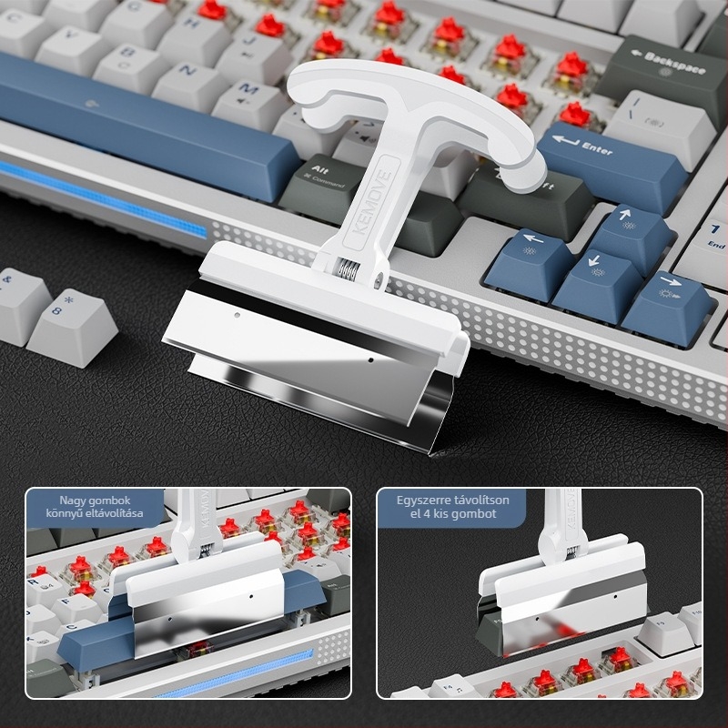 Kemove P11 négykulcsos keycap húzó és kapcsoló húzó eszköz, billentyűzet tisztító eszköz, szilikon
