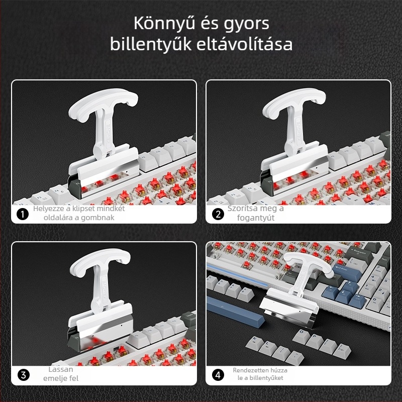 Kemove P11 négykulcsos keycap húzó és kapcsoló húzó eszköz, billentyűzet tisztító eszköz, szilikon