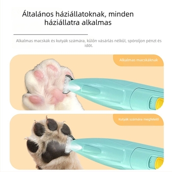 Elektromos kisállat-gondozó hajvágó – kutyák és macskák számára, vágó a szőrhöz a tappancsokon és körömcsiszoló, ABS + rozsdamentes acél