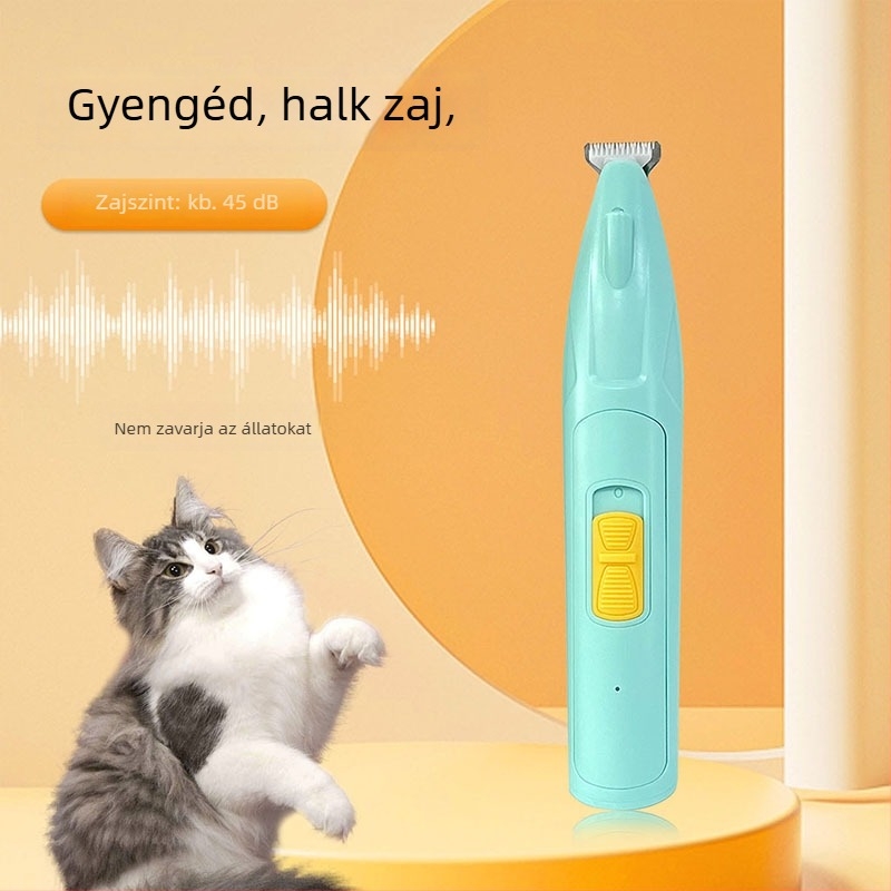 Elektromos kisállat-gondozó hajvágó – kutyák és macskák számára, vágó a szőrhöz a tappancsokon és körömcsiszoló, ABS + rozsdamentes acél