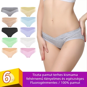 6-darabos terhességi fehérneműkészlet, U-formájú alacsony deréknál pocak-támogatás, pamut kötött anyag, kismamáknak