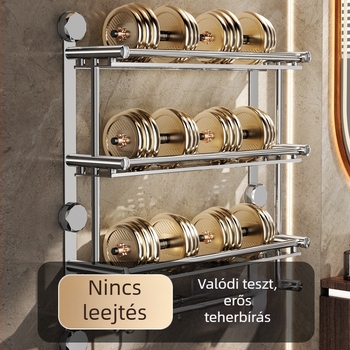 Fali törölközőtartó fürdőszobába, rozsdamentes acélból, felület kezelése spray-vel, 1 polc, modern minimalista stílus, tárolásra