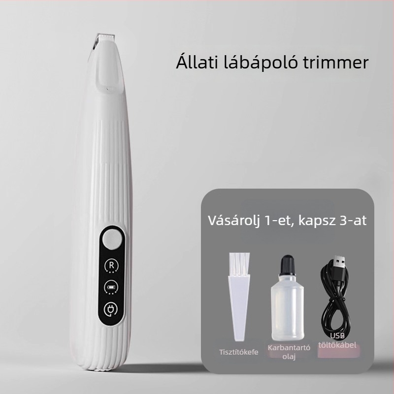 Elektronikus láb-szőr vágó készülék háziállatok számára macskáknak és kutyáknak, csendes, újratölthető; Anyag: ABS + kerámia + rozsdamentes acél; Univerzális használat; Márka Tiger Pets; Termék kód Fz-256