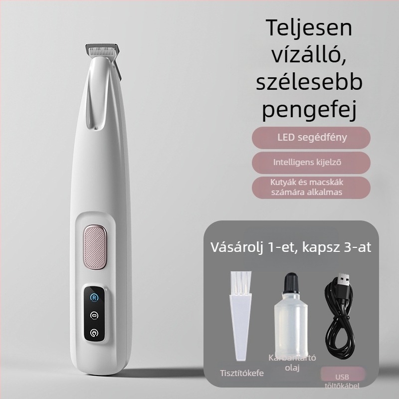 Elektronikus láb-szőr vágó készülék háziállatok számára macskáknak és kutyáknak, csendes, újratölthető; Anyag: ABS + kerámia + rozsdamentes acél; Univerzális használat; Márka Tiger Pets; Termék kód Fz-256
