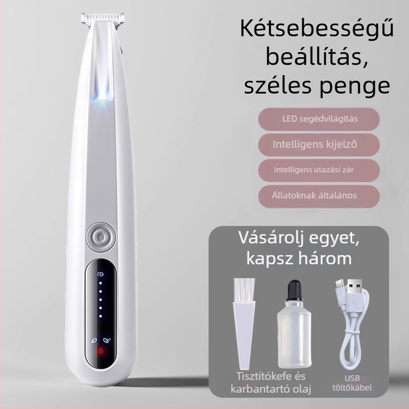 Elektronikus láb-szőr vágó készülék háziállatok számára macskáknak és kutyáknak, csendes, újratölthető; Anyag: ABS + kerámia + rozsdamentes acél; Univerzális használat; Márka Tiger Pets; Termék kód Fz-256