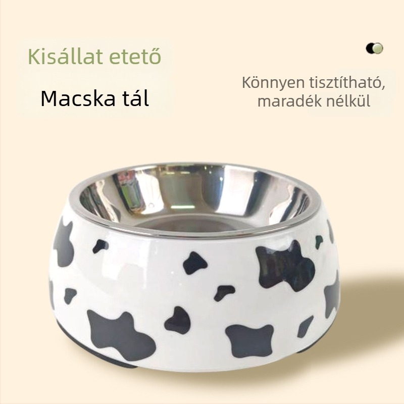 Rozsdamentes acélból készült, nyomtatott mintás tál háziállatok számára, csöpögésmentes