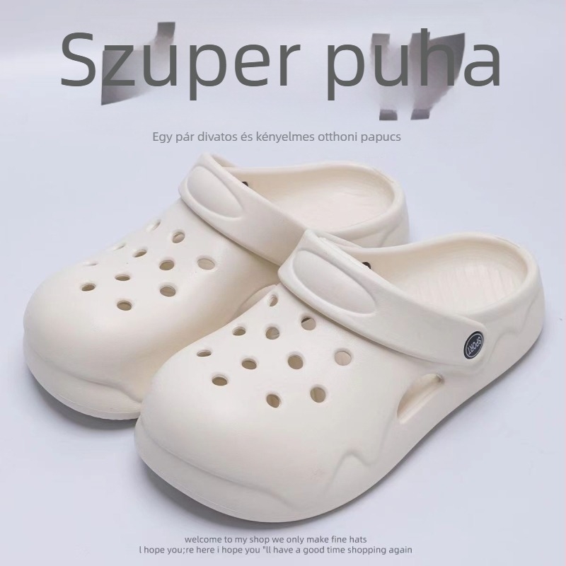 Női EVA lyukas papucsok, zárt orr, 3 cm vastag talp, csúszásmentes, lélegző