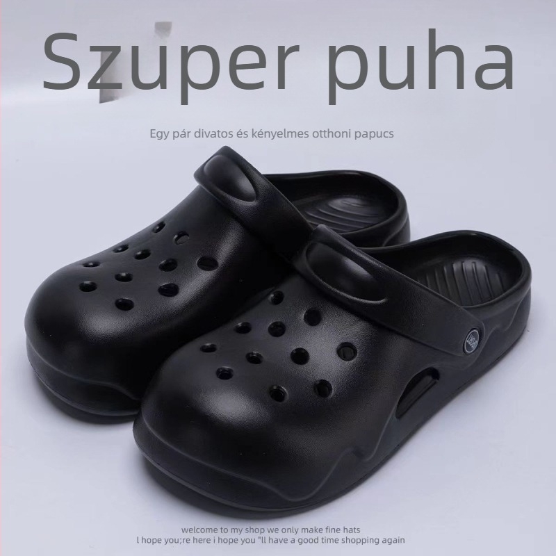 Női EVA lyukas papucsok, zárt orr, 3 cm vastag talp, csúszásmentes, lélegző