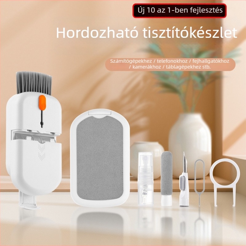 Q10S tisztító készlet – kompatibilis a notebookkal, mobiltelefonnal, számítógéppel és digitális kamerával; anyagok: ABS, PET és mikroszálas kendő; OEM gyártás; 200 darab / doboz