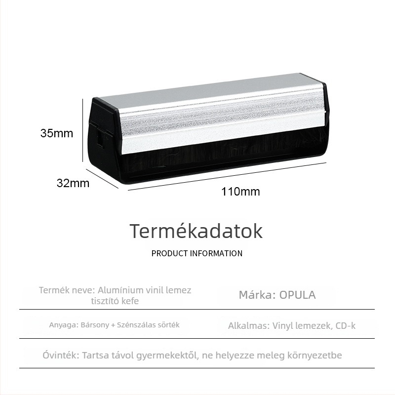 Vinyl lemezek tisztító ecsete, modell KCL-1907, anyagok: szivacs, EVA, ABS, súly 57 g, univerzális kompatibilitás