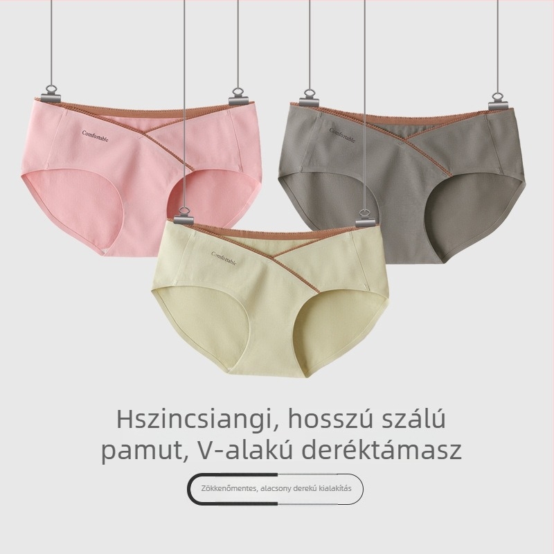 Terhességi fehérnemű nőknek, alacsony derék, antibakteriális pamut, plusz méret, pocak támogató nadrág