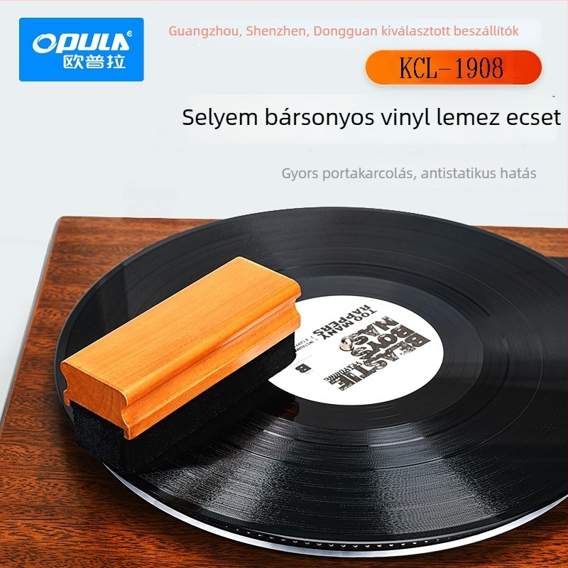 Velúr vinylemez ecset, fa és EVA szivacsból; modell KCL-1908; tömeg 0.06; csomagolási méret 120×42×47 mm