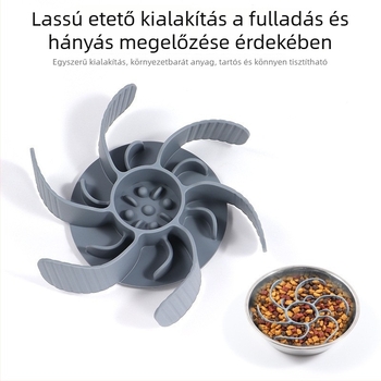 Állatok számára készült lassú etető tál szilikon szeparátorral és szívókoronggal (Anyag: élelmiszer-minőségű szilikon; Alkalmas macskáknak és kutyáknak; Szívókorongos rögzítés; Lassú etetés dizájn)