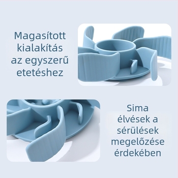 Állatok számára készült lassú etető tál szilikon szeparátorral és szívókoronggal (Anyag: élelmiszer-minőségű szilikon; Alkalmas macskáknak és kutyáknak; Szívókorongos rögzítés; Lassú etetés dizájn)