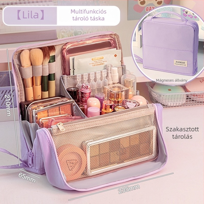 Sminktáska Four Seasons, nagy kapacitású, hordozható tároló, osztott rekeszek, anyag: szövet, stílus: modern minimalizmus