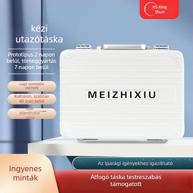 Sminkes táska, PC anyagból, vízálló és hordozható, horizontális négyzet alakú, cipzáras nyitás, kapacitás kevesebb mint 20 L