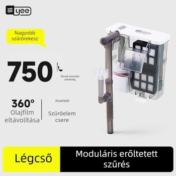 Yee Akváriumi Szűrőpumpa – Kicsi, Csendes Külső 3-in-1 Vízcsobogás Falra Szerelhető Oxigén- és Keringető Egység, Műanyag; Frissvíz Halak Számára; Modellek: YMB-401/403/404/405; Márka: Yee