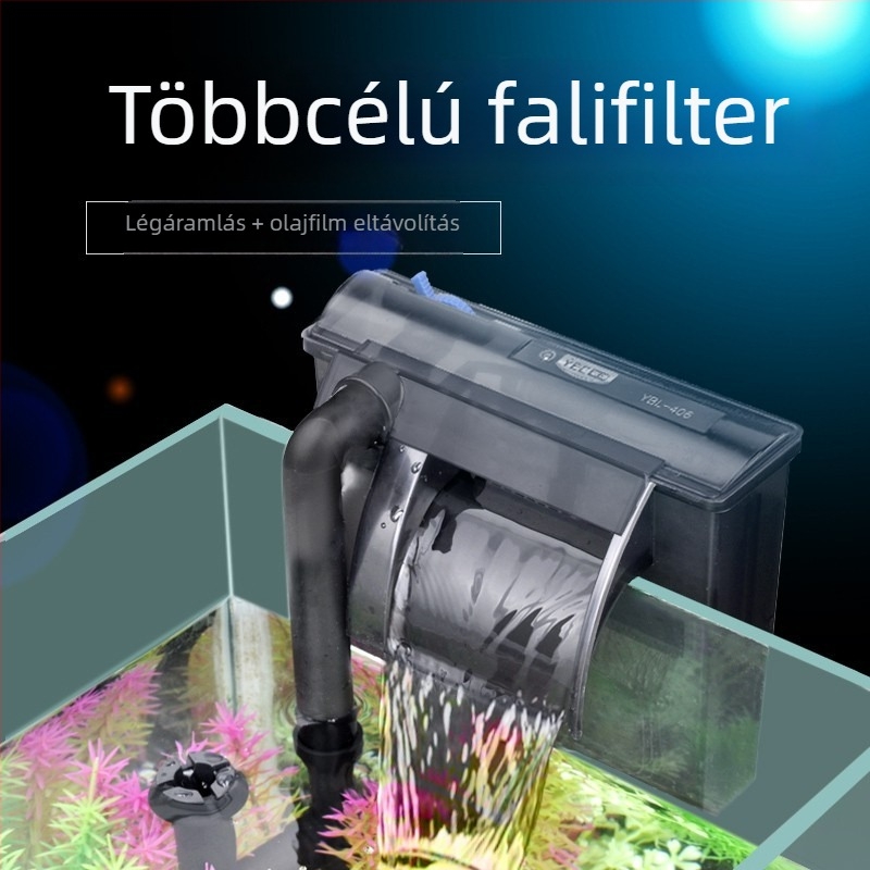 Yee Akváriumi Szűrőpumpa – Kicsi, Csendes Külső 3-in-1 Vízcsobogás Falra Szerelhető Oxigén- és Keringető Egység, Műanyag; Frissvíz Halak Számára; Modellek: YMB-401/403/404/405; Márka: Yee