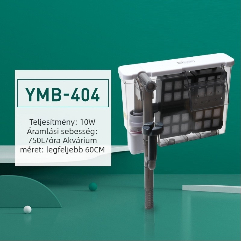Yee Akváriumi Szűrőpumpa – Kicsi, Csendes Külső 3-in-1 Vízcsobogás Falra Szerelhető Oxigén- és Keringető Egység, Műanyag; Frissvíz Halak Számára; Modellek: YMB-401/403/404/405; Márka: Yee