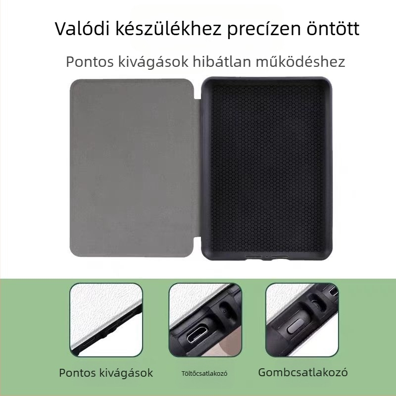 Kindle védőtok műbőr utánzat, mágneses záródás, kagyló-stílusú, egyedi rajzokkal, kompatibilis a Kindle Youth Edition 2022