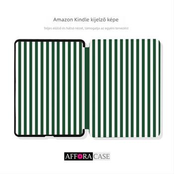 AFULA TPU védőtok Kindle 2024-hez, zöld csíkos dizájnnal, forgatható fedéllel