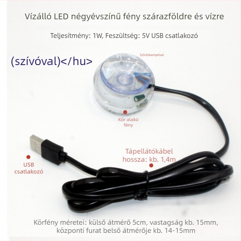 Víz alatti LED akváriumi világítás vízpumpával és rockery dekorációval