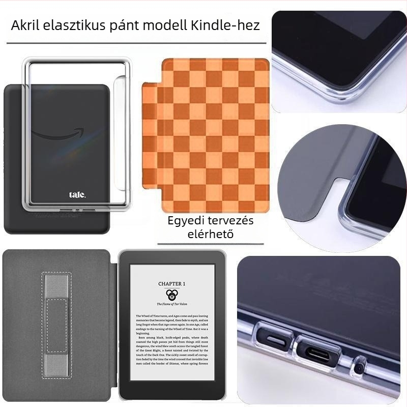 Kindle védőtok — szilikon, flip-tok, kínai stílus, testreszabott a rajzok szerint