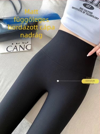 Jóga nadrág cápa-stílusú dizájnnal, magas derekú fenéknövelő hatás, nylon anyag, 9/10 hossz, függőleges csíkok