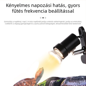 Reptili basking lámpa — 25W, teljes spektrum UVB, többirányú állítható kivitel, PVC és rozsdamentes acél