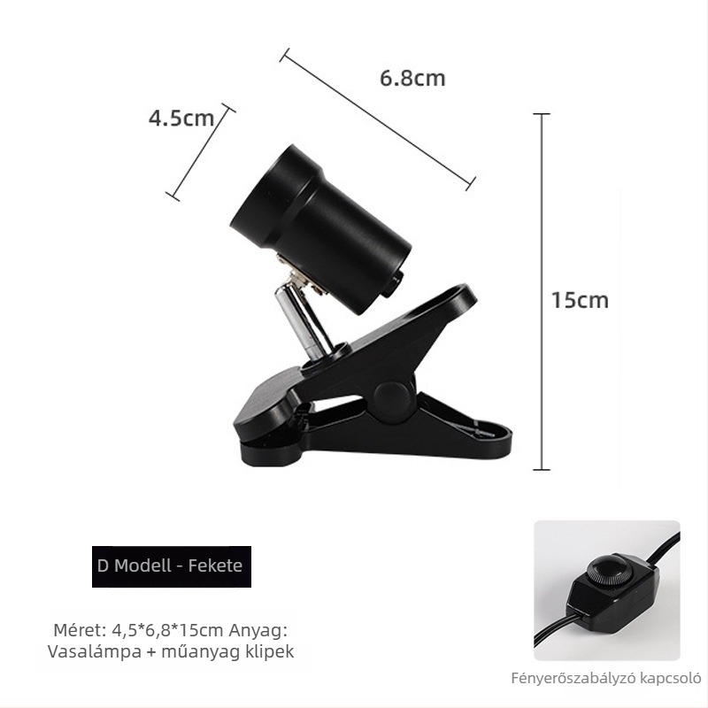Reptili basking lámpa — 25W, teljes spektrum UVB, többirányú állítható kivitel, PVC és rozsdamentes acél