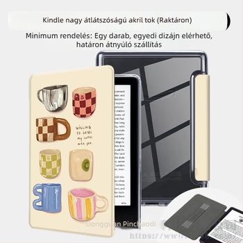 Kindle védőtok, átlátszó PU anyagból, puha burkolat, mágneses zár, modell KPW6