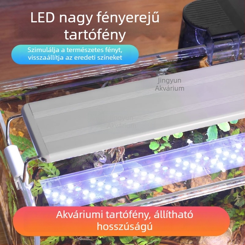 Húzható LED-akváriumfény állvánnyal – energiatakarékos megvilágítás aquascapinghez, algatermesztő fény, vízálló, vízi növényekhez, kis- és közepes tartályokhoz